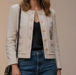 Sandra Angelozzi 100% Linen Cropped Jacket Size S Business Casual